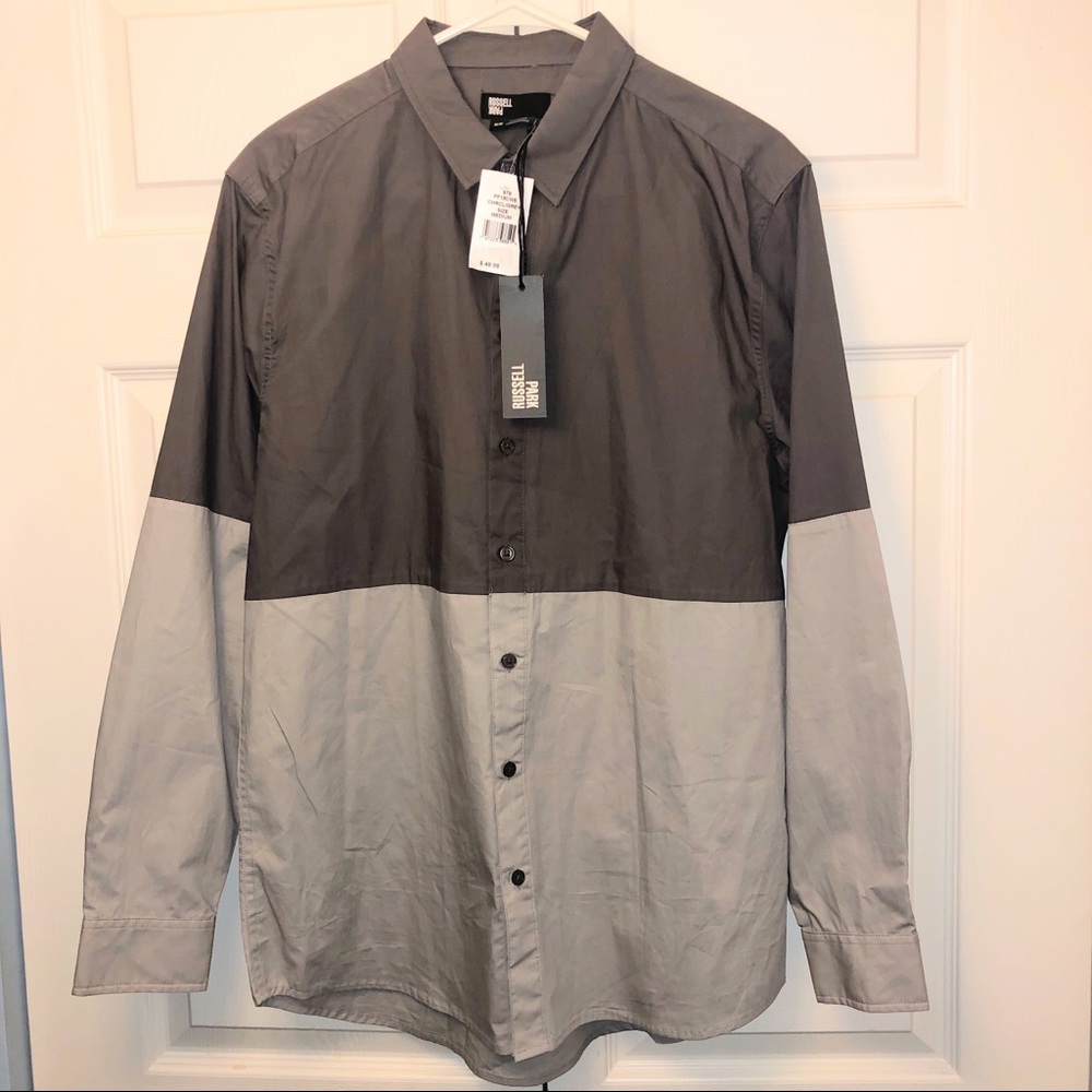 Russell Park Long Sleeve Gray Two Tone Shirt